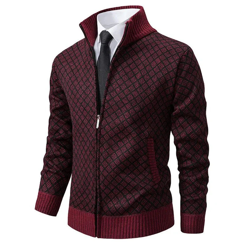 Men's Spring Vest with Zipper and Geometric Pattern