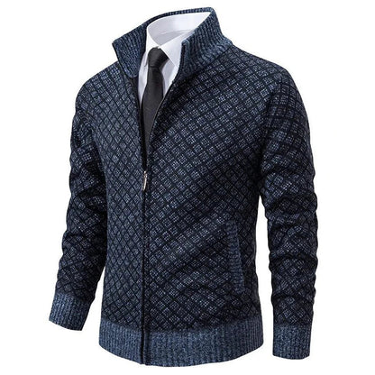 Men's Spring Vest with Zipper and Geometric Pattern