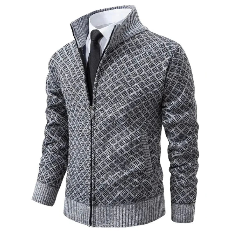 Men's Spring Vest with Zipper and Geometric Pattern
