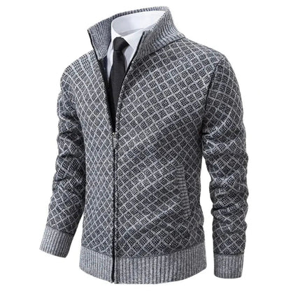 Men's Spring Vest with Zipper and Geometric Pattern