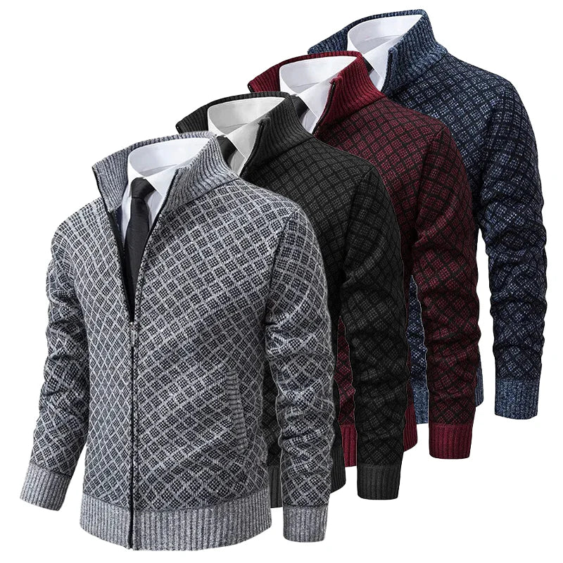 Men's Spring Vest with Zipper and Geometric Pattern