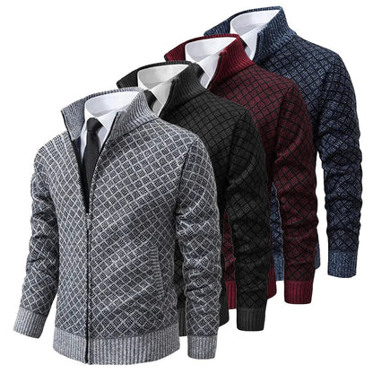 Men's Spring Vest with Zipper and Geometric Pattern