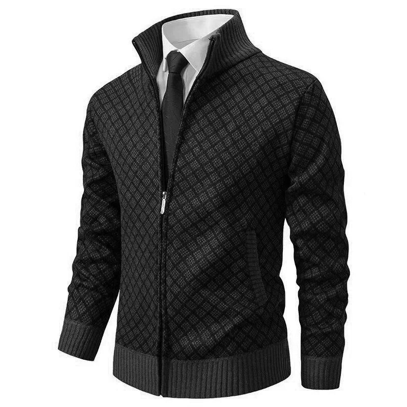 Men's Spring Vest with Zipper and Geometric Pattern