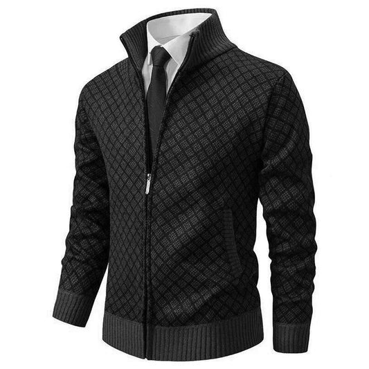 Men's Spring Vest with Zipper and Geometric Pattern
