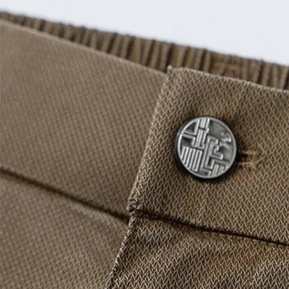 Men's Straight Fit Trousers with Elastic Waist