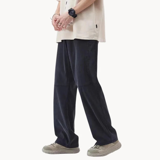 Men's Straight Fit Trousers with Elastic Waist
