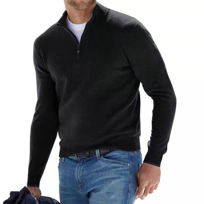 Men's V-Neck Pullover with Zipper - Ideal for Spring