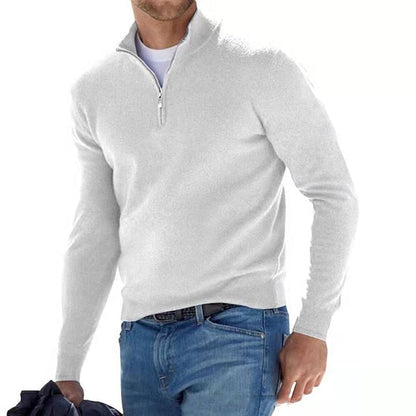 Men's V-Neck Pullover with Zipper - Ideal for Spring