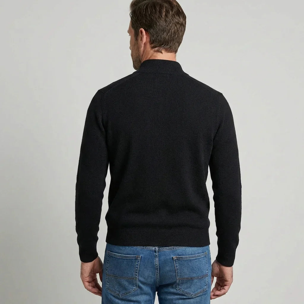 Men's V-Neck Pullover with Zipper - Ideal for Spring