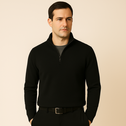 Men's V-Neck Pullover with Zipper - Ideal for Spring