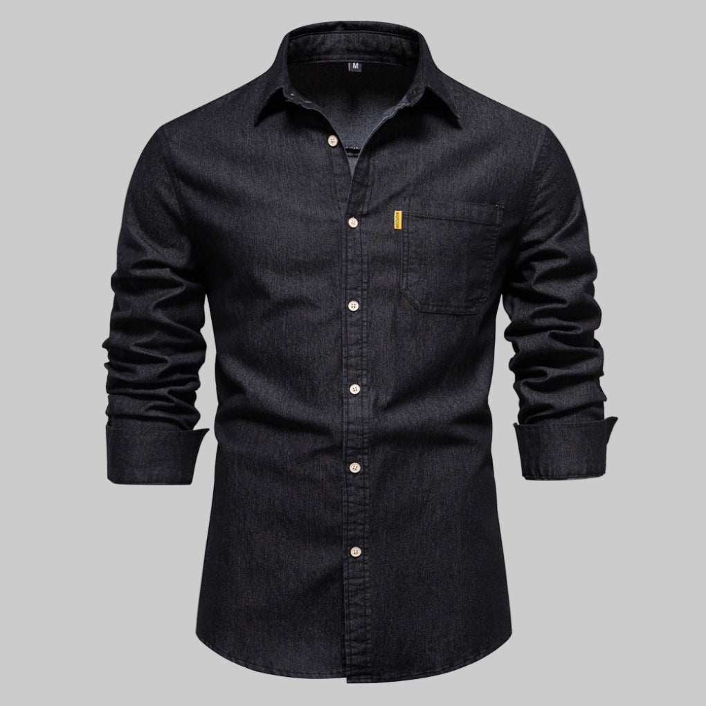 Men's denim shirt with long sleeves