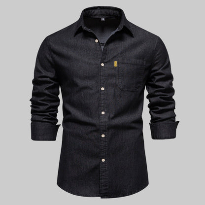 Men's denim shirt with long sleeves