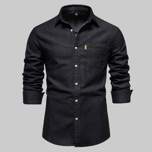 Men's denim shirt with long sleeves