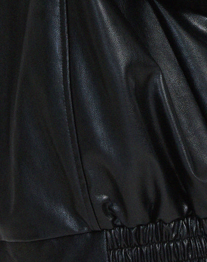 Ladies' Bold Oversized Leather-Look Jacket with Zip and Pockets