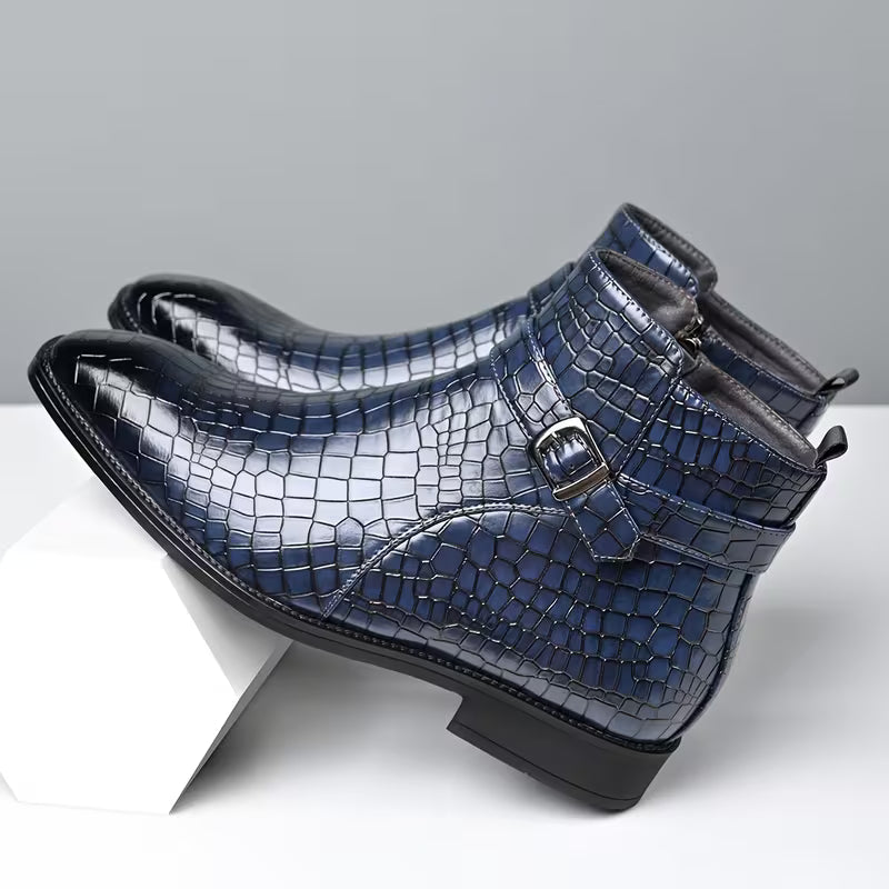 Mid-top boots with textured upper and side zip