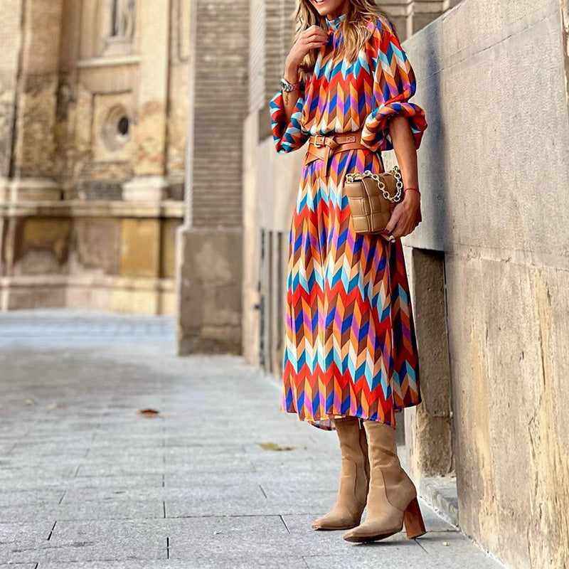 Midi Dress with Colourful Print – Keira