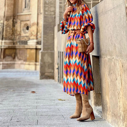 Midi Dress with Colourful Print – Keira