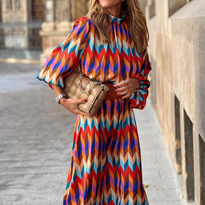 Midi Dress with Colourful Print – Keira