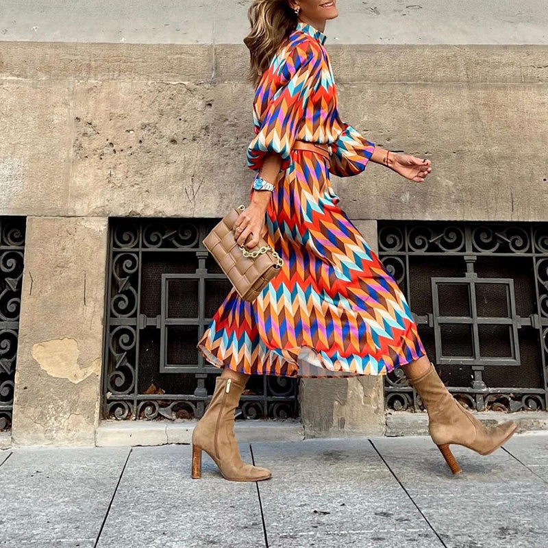 Midi Dress with Colourful Print – Keira