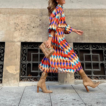 Midi Dress with Colourful Print – Keira