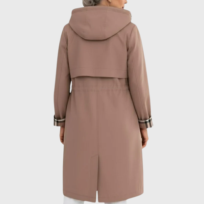 Ladies Tailored Long Raincoat with Hood and Zip