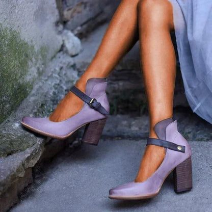 Elegant Ladies' Pumps with Strap and Block Heel