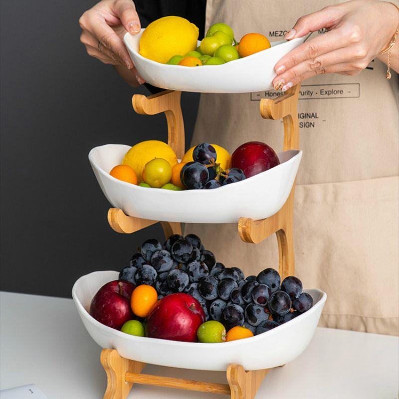 Modern Bamboo Fruit Basket - 2 to 3 Tiers - Stylish and Space-Saving