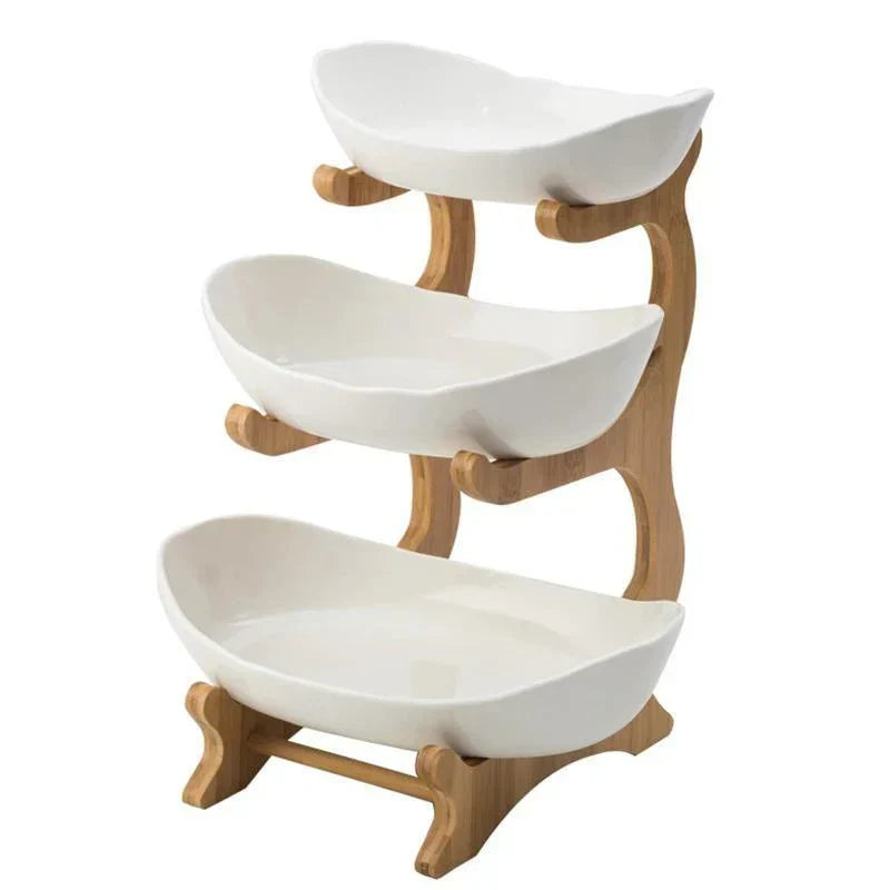 Modern Bamboo Fruit Basket - 2 to 3 Tiers - Stylish and Space-Saving