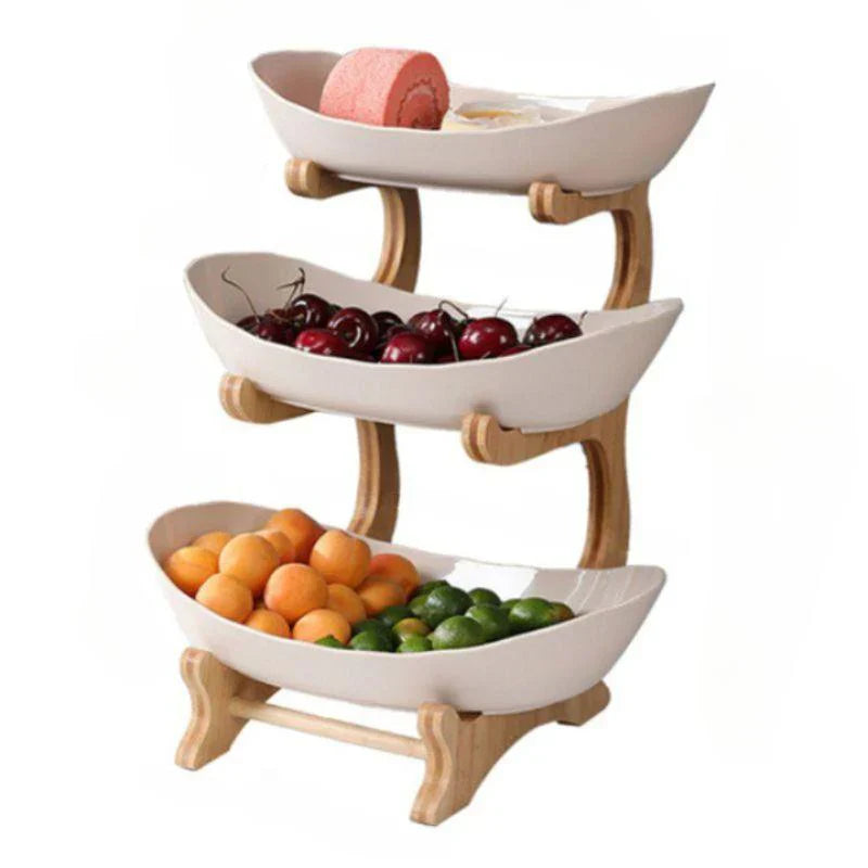 Modern Bamboo Fruit Basket - 2 to 3 Tiers - Stylish and Space-Saving