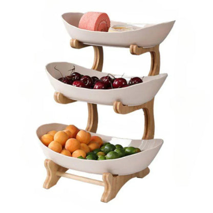 Modern Bamboo Fruit Basket - 2 to 3 Tiers - Stylish and Space-Saving