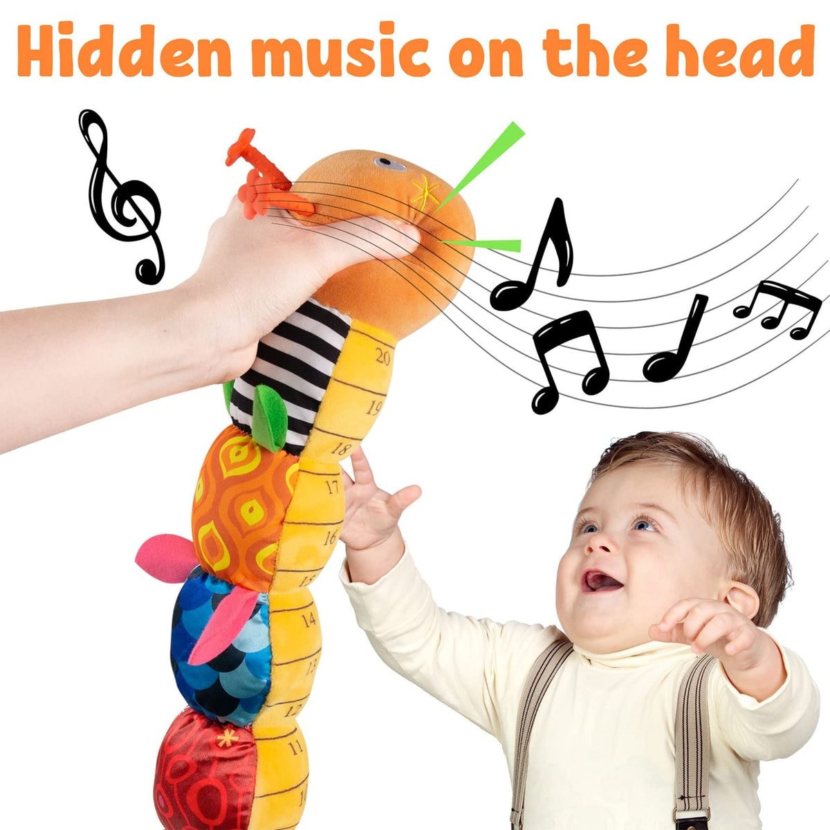 Juguete de peluche musical con forma de oruga - interactivo y suave