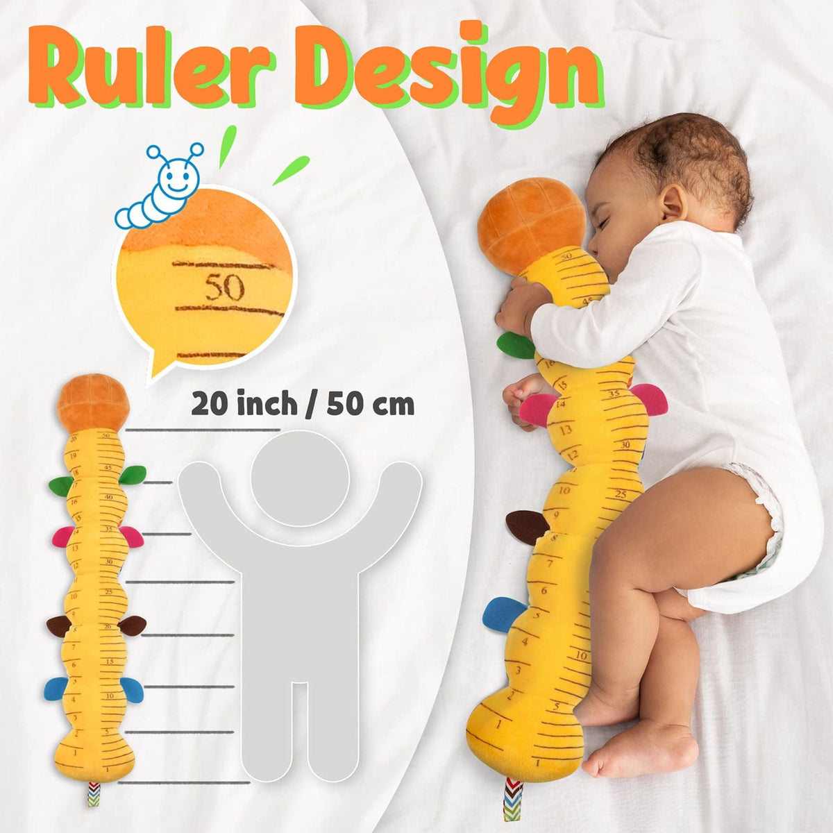 Juguete de peluche musical con forma de oruga - interactivo y suave