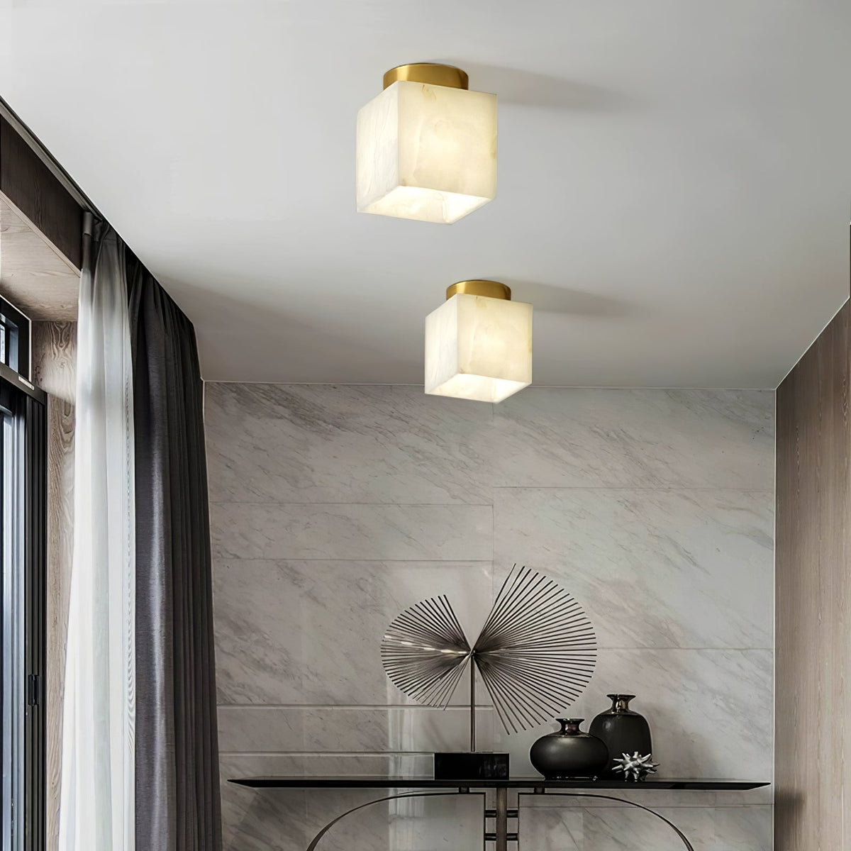Luxe Oval Alabaster Ceiling Light