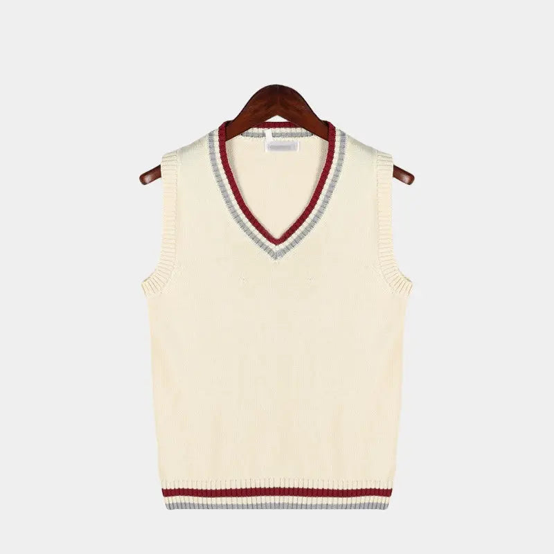 Pull sans manches avec col en V et motif torsadé