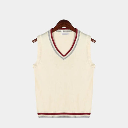 Pull sans manches avec col en V et motif torsadé
