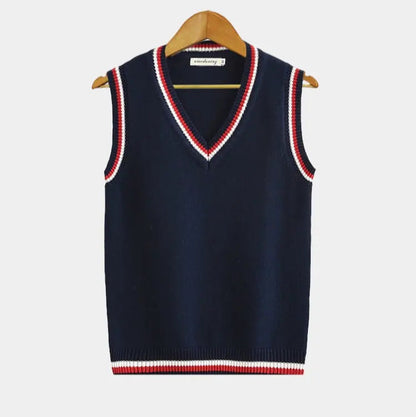 Pull sans manches avec col en V et motif torsadé