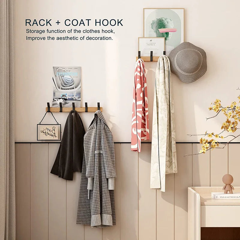 Wall Coat Rack | Scandinavian Design, Black | Wood, Aluminium