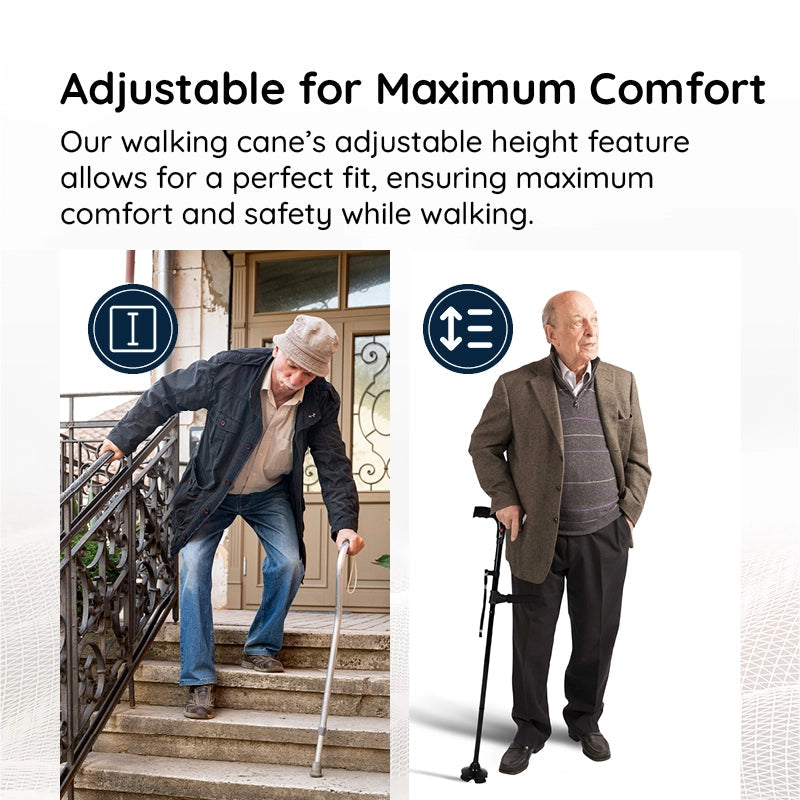 Foldable Walking Stick with LED Light and Non-Slip Foot for Stability