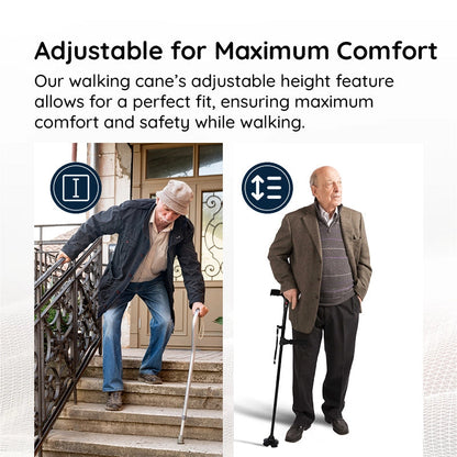 Foldable Walking Stick with LED Light and Non-Slip Foot for Stability
