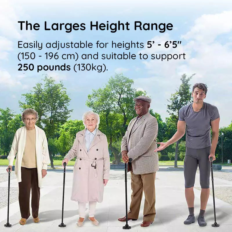 Foldable Walking Stick with LED Light and Non-Slip Foot for Stability