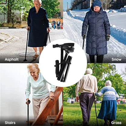 Foldable Walking Stick with LED Light and Non-Slip Foot for Stability