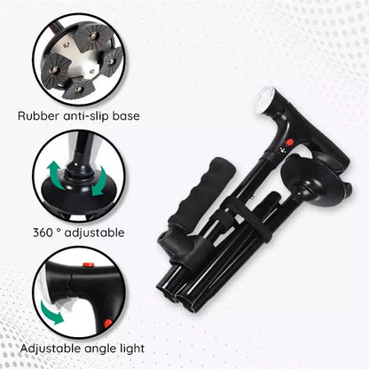 Foldable Walking Stick with LED Light and Non-Slip Foot for Stability