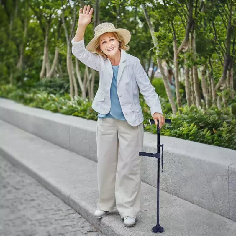 Foldable Walking Stick with LED Light and Non-Slip Foot for Stability