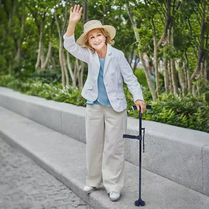 Foldable Walking Stick with LED Light and Non-Slip Foot for Stability