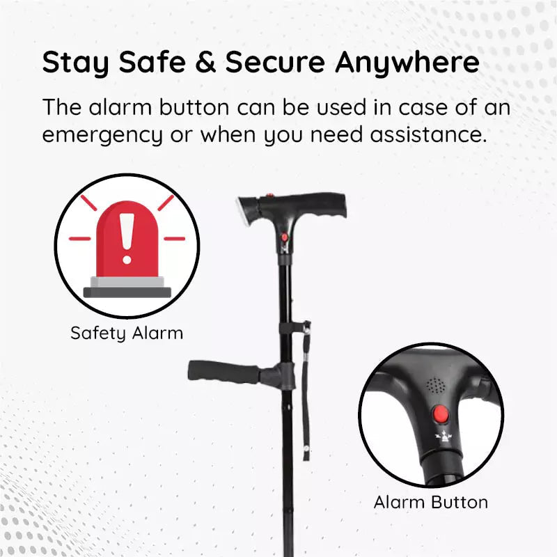 Foldable Walking Stick with LED Light and Non-Slip Foot for Stability