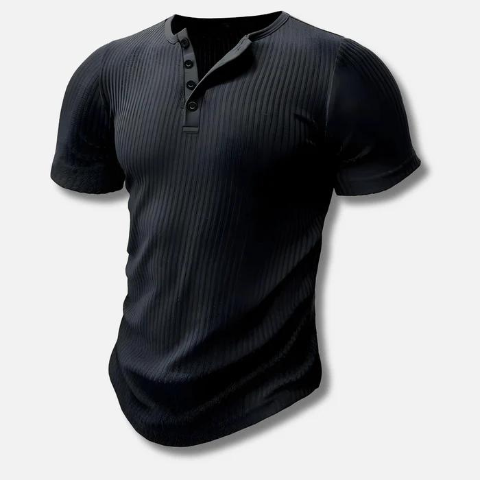 Pánské tričko Henley ve střihu Muscle Fit s žebrovanou strukturou