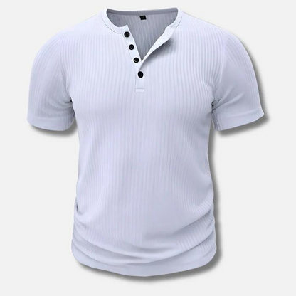 Pánské tričko Henley ve střihu Muscle Fit s žebrovanou strukturou
