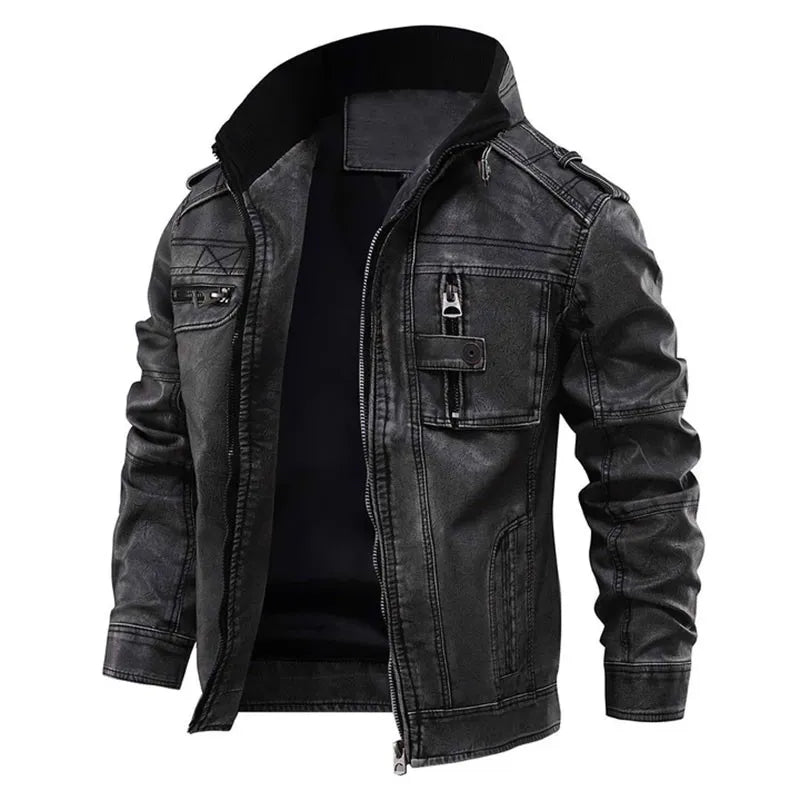 Black Leather Jacket with Timeless Vintage Look