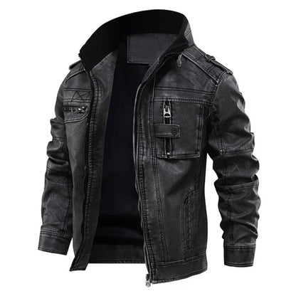 Black Leather Jacket with Timeless Vintage Look