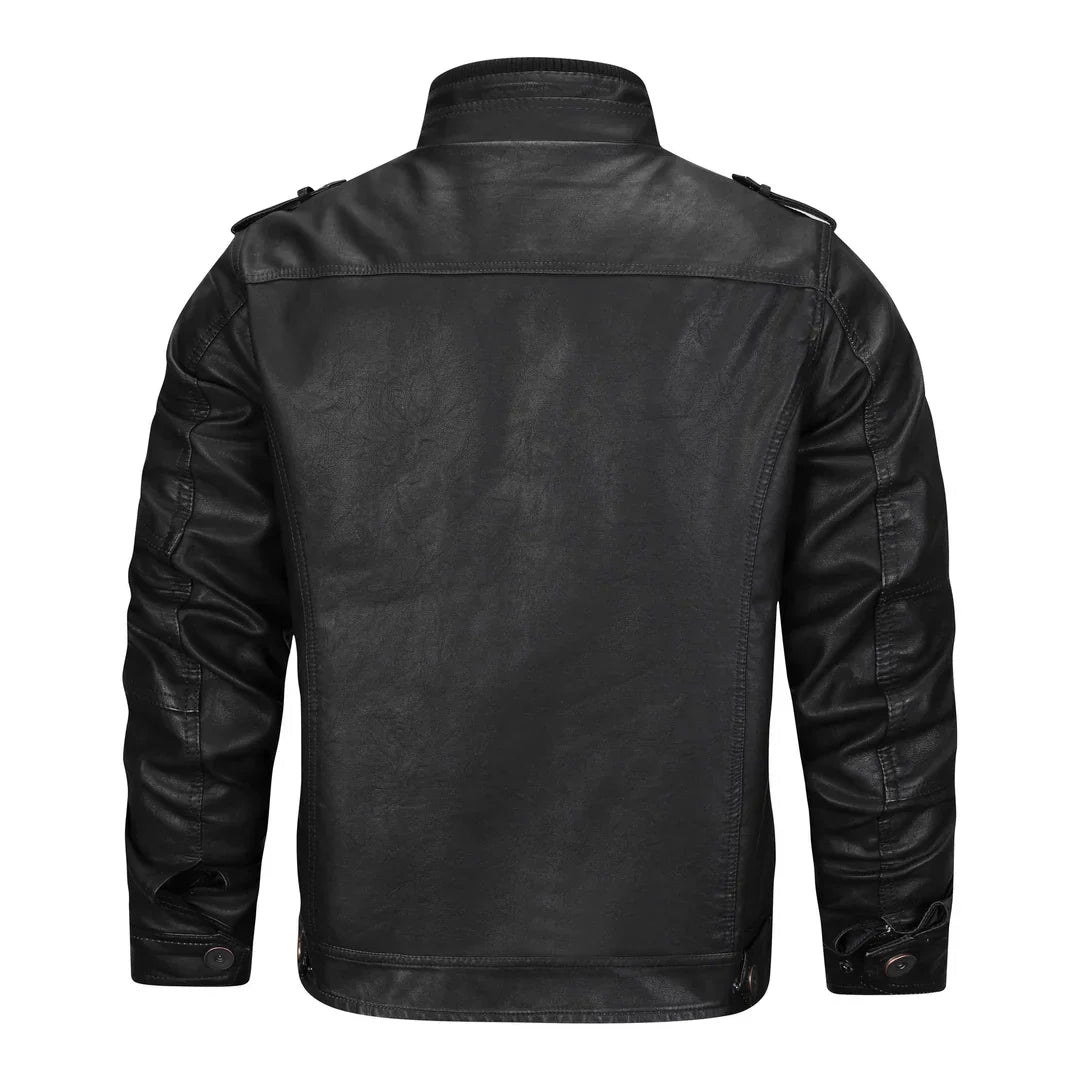 Black Leather Jacket with Timeless Vintage Look